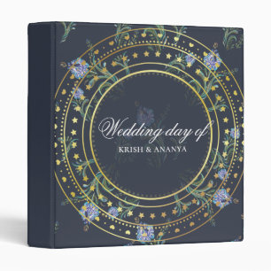 Blue and Gold Floral, Wedding Planner 3 Ring Binder