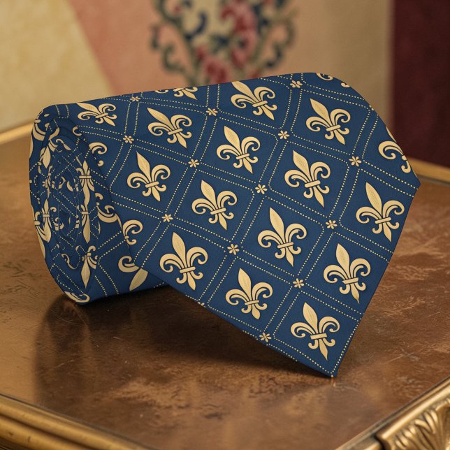 Blue and Gold Flour De Lis Custom Necktie (Creator Uploaded)