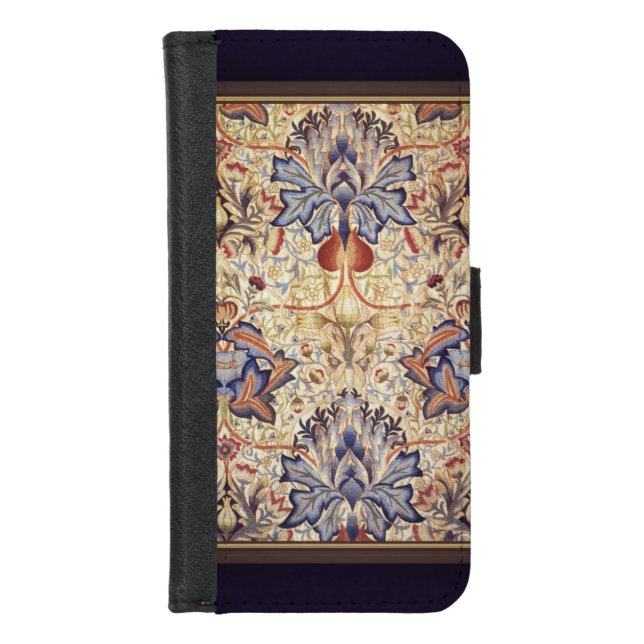 Blue And Gold Flowers iPhone Wallet Case (Front)