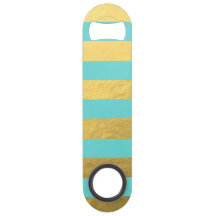 Blue and Gold Foil Stripes Printed