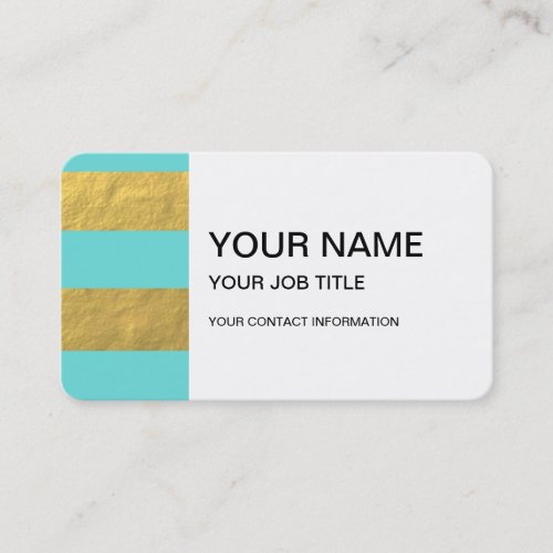 Blue and Gold Foil Stripes Printed Business Card