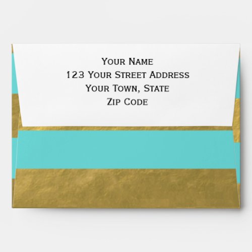 Blue and Gold Foil Stripes Printed Envelope