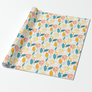 blue and gold foliage design wrapping paper