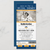 Blue and Gold Football Ticket Bridal Shower Invitation (Front/Back)