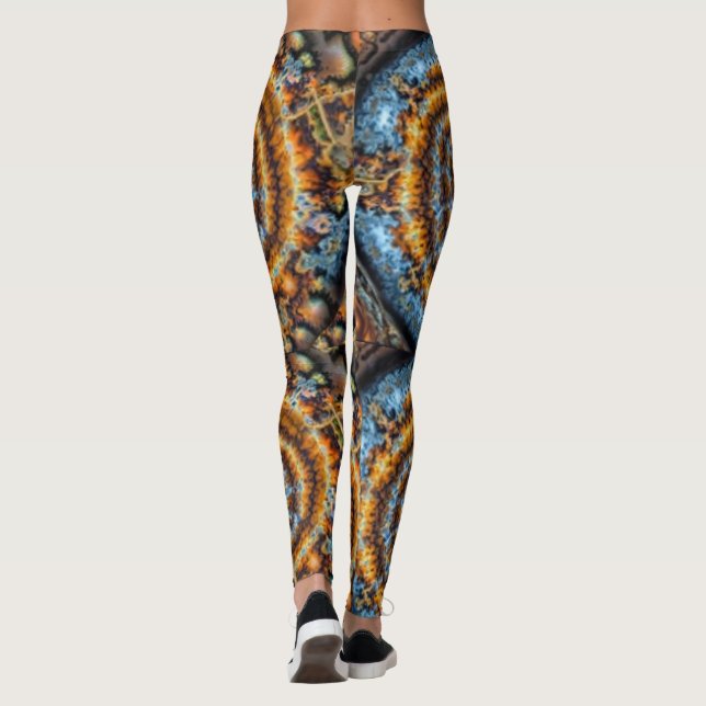 blue and gold fractal swirl leggings2 leggings (Back)