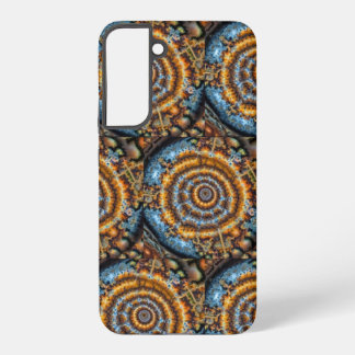 blue and gold fractal swirl samsung galaxy s22+ case