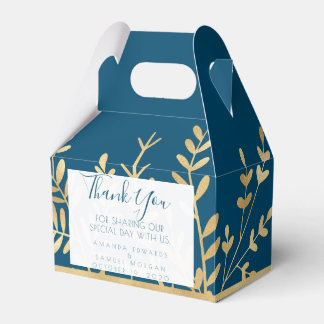 Blue and Gold Frame Modern Favor Boxes