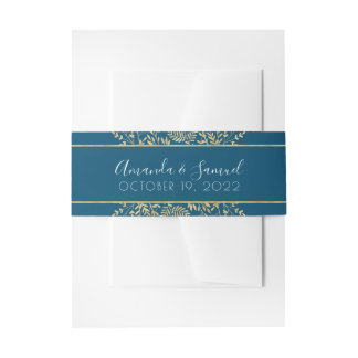 Blue and Gold Frame Modern Wedding Belly Band