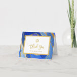Blue and Gold Geode | Bat Mitzvah or Bar Mitzvah Thank You Card<br><div class="desc">These beautiful Bar Mitzvah or Bat Mitzvah thanks you cards feature a painted geode look background,  with various shades of blue and faux gold accents and frame. Trendy modern faux gold script typography and matching Star of David false appear.</div>