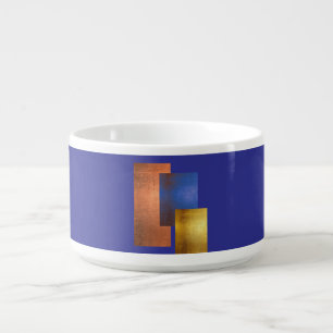 Blue and Gold Geometric Abstract Dinner Bowl