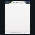 Blue and Gold Geometric Banner Letterhead<br><div class="desc">A geometric banner in dark blue and gold at the top,  and a gold bar at the bottom,  makes this letterhead eye-catching and professional.</div>