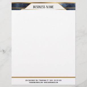 Blue and Gold Geometric Banner Letterhead