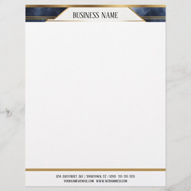 Blue and Gold Geometric Banner Letterhead (Front)
