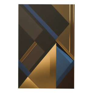 Blue and Gold Geometry Wood Wall Art