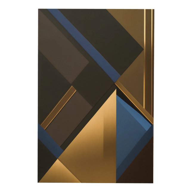 Blue and Gold Geometry Wood Wall Art (Front)