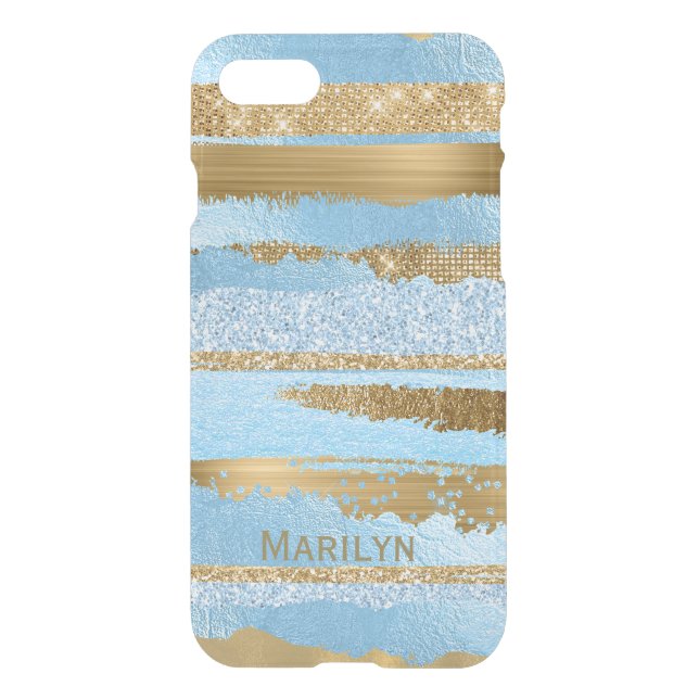 Blue and Gold Glam iPhone 7 Case (Back)