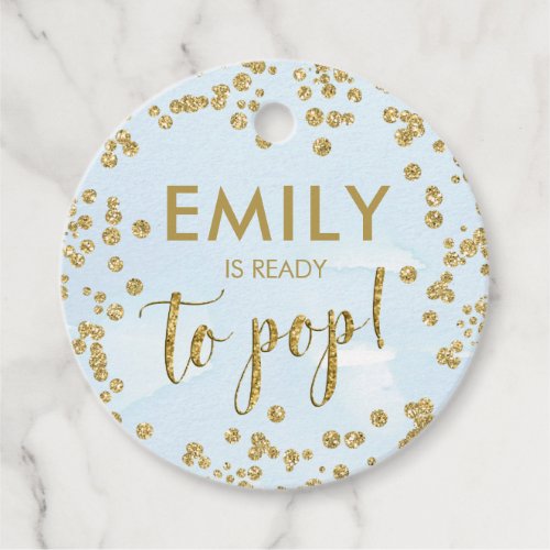 Blue and Gold Glitter Boy Baby Shower Pop it Favor Tags
