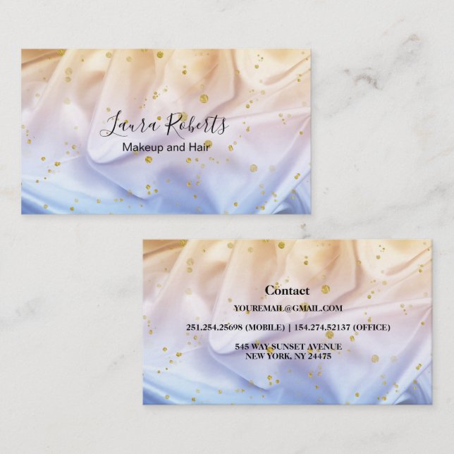 Blue and Gold Glitter Business Card (Front/Back)