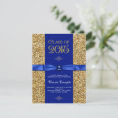 Blue and Gold Glitter Graduation Announcements (Standing Front)