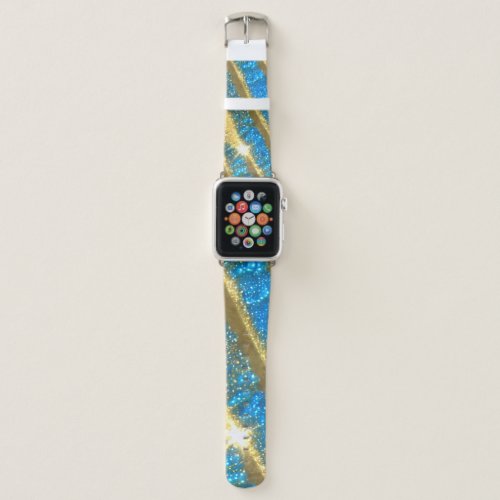 Blue and Gold Glitter Pattern Apple Watch Band