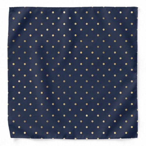Blue and Gold Glitter Polka Dots Bandana