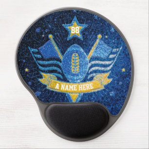 Blue and Gold Glitter School Football Team Colors Gel Mouse Pad