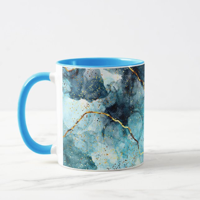 Blue and gold glittery marble mug (Left)