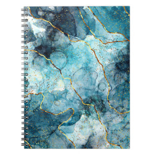 Blue and gold glittery marble  notebook