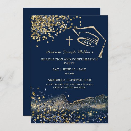 Blue and Gold Graduation and Confirmation Template