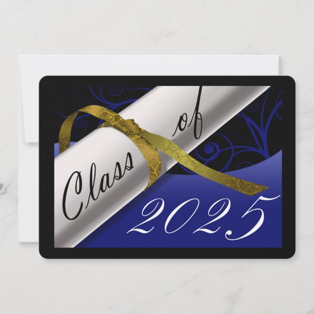 Blue and Gold Graduation Announcement (Front)