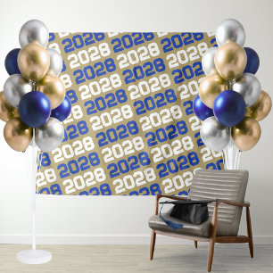 Blue and Gold Graduation Backdrop