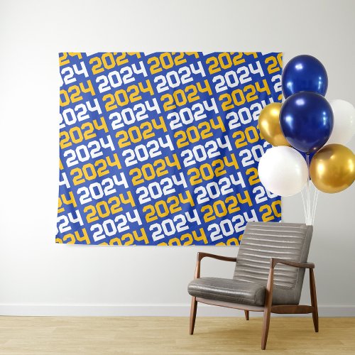 Blue and Gold Graduation Backdrop