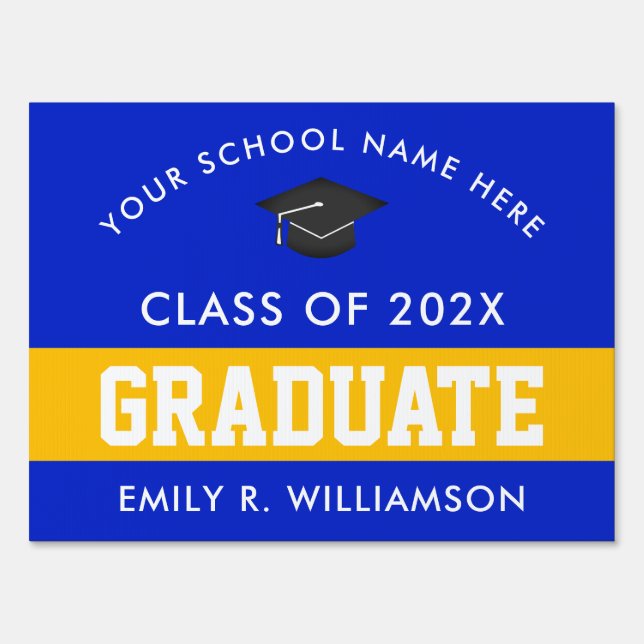 Blue and Gold Graduation Custom Sign (Front)