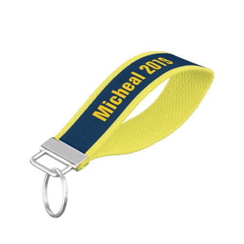 Blue and Gold Graduation Gift Safe Trendy Modern Wrist Keychain