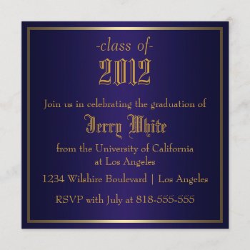 Blue And Gold Graduation Invitation by party_depot at Zazzle