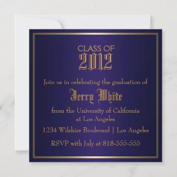 Blue And Gold Graduation Invitation by party_depot at Zazzle