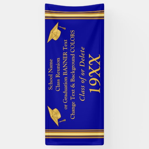 Blue and Gold Graduation or Class Reunion Banners | Zazzle