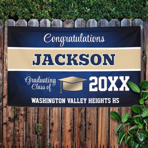 Blue and Gold Graduation Party Banner