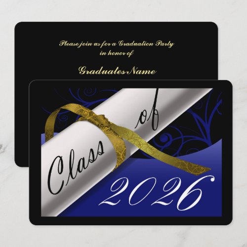 Blue and Gold Graduation Party Invitation