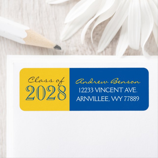 Blue and Gold Graduation Return Address Labels (Insitu)