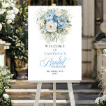 Blue and Gold Greenery Bridal Shower Welcome Poster<br><div class="desc">✅ For matching items search 235P in my collections ✅ Welcome guests in elegant style with this bridal shower welcome sign featuring watercolor dusty blue, pastel blue, and light blue peonies accented with eucalyptus greenery and soft gold details. Designed in a chic boho, bohemian, or rustic aesthetic, this floral bridal...</div>