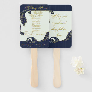 Blue and Gold  Hand Fan