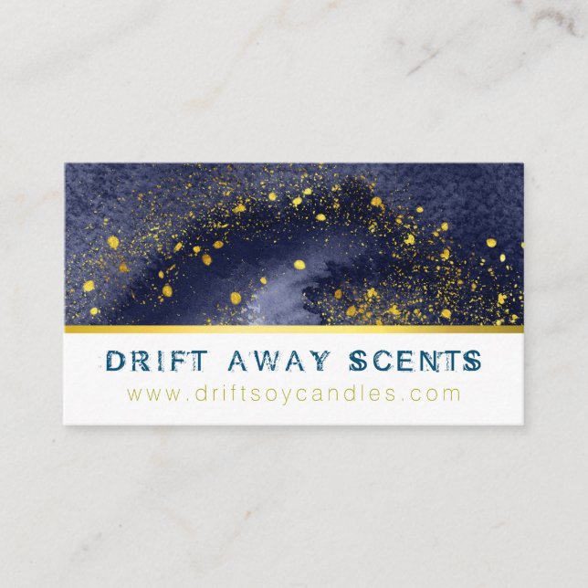 Blue And Gold Handmade Bath Bomb Soak Soap Business Card (Front)