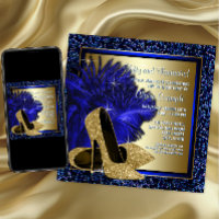 Blue and Gold High Heels Womans Birthday Party