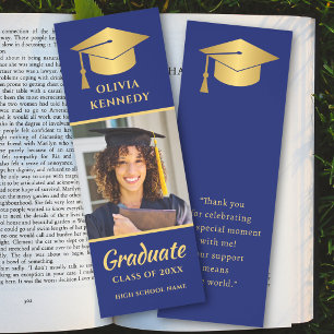 Blue And Gold High School Graduation 2026 Photo Bookmarks