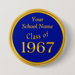 Blue and Gold High School Reunion Favors Ideas Pinback Button