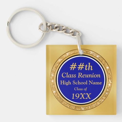 Blue and Gold High School Reunion Party Favors Keychain