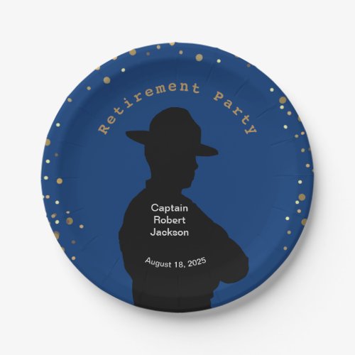 Blue and Gold Highway Patrol Retirement Paper Plates