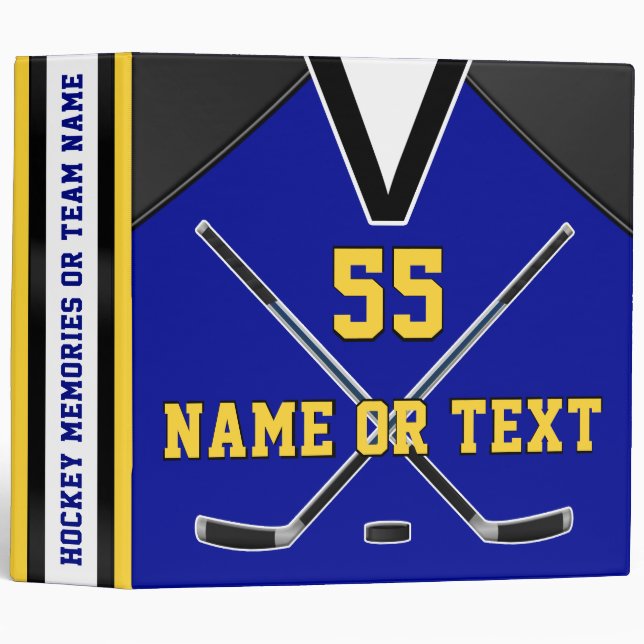 Blue and Gold Hockey Gift Ideas, Hockey Binder (Front/Spine)