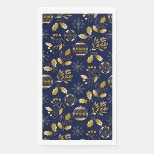 Blue and Gold Holiday Pattern Paper Guest Towels